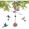 thumbnail image 1 of Comederos para pájaros de cristal con forma de campanas de viento y forma de libélula, encantadores comederos para colibríes para colgar al aire libre, comedero para colibríes de cristal soplado a man, 1 of 7
