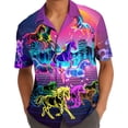 thumbnail image 6 of Retro Neon Color Horse Hawaiian Shirts For Men Kentucky Derby Outfits Mens Hawaiian Shirts Short Sleeve Button Down Shirt Men, 6 of 7
