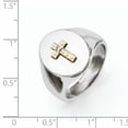 thumbnail image 3 of Stainless Steel with 10K Gold Cross and .02ct Diamond Polished Ring 9 Size, 3 of 3