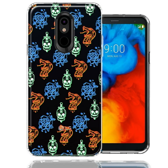 MUNDAZE For LG Aristo 4/Escape PLUS/Tribute Royal Snakes Skulls Roses Design Double Layer Phone Case Cover
