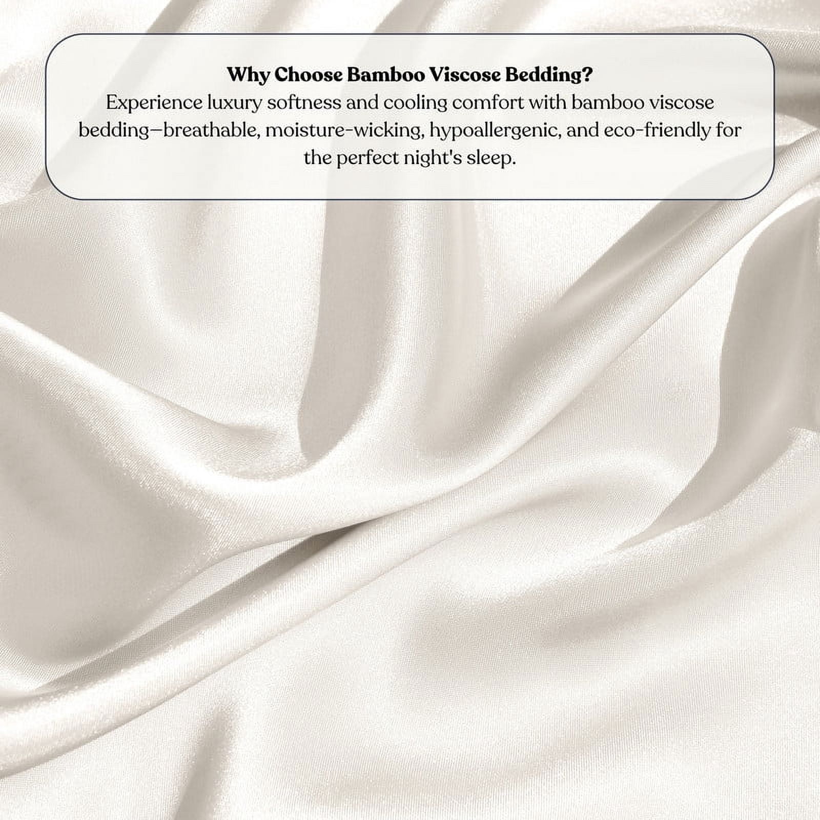 Delara Full Organic Bamboo Viscose Sheet & Duvet Cover Set Bundle – Ultra-Soft, Cooling Luxury Bedding for Hot Sleepers, Ivory