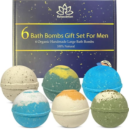 Organic Bath Bombs for Men SPA Relaxing Gift Set Handmade in USA Natural and Safe by Relaxcation
