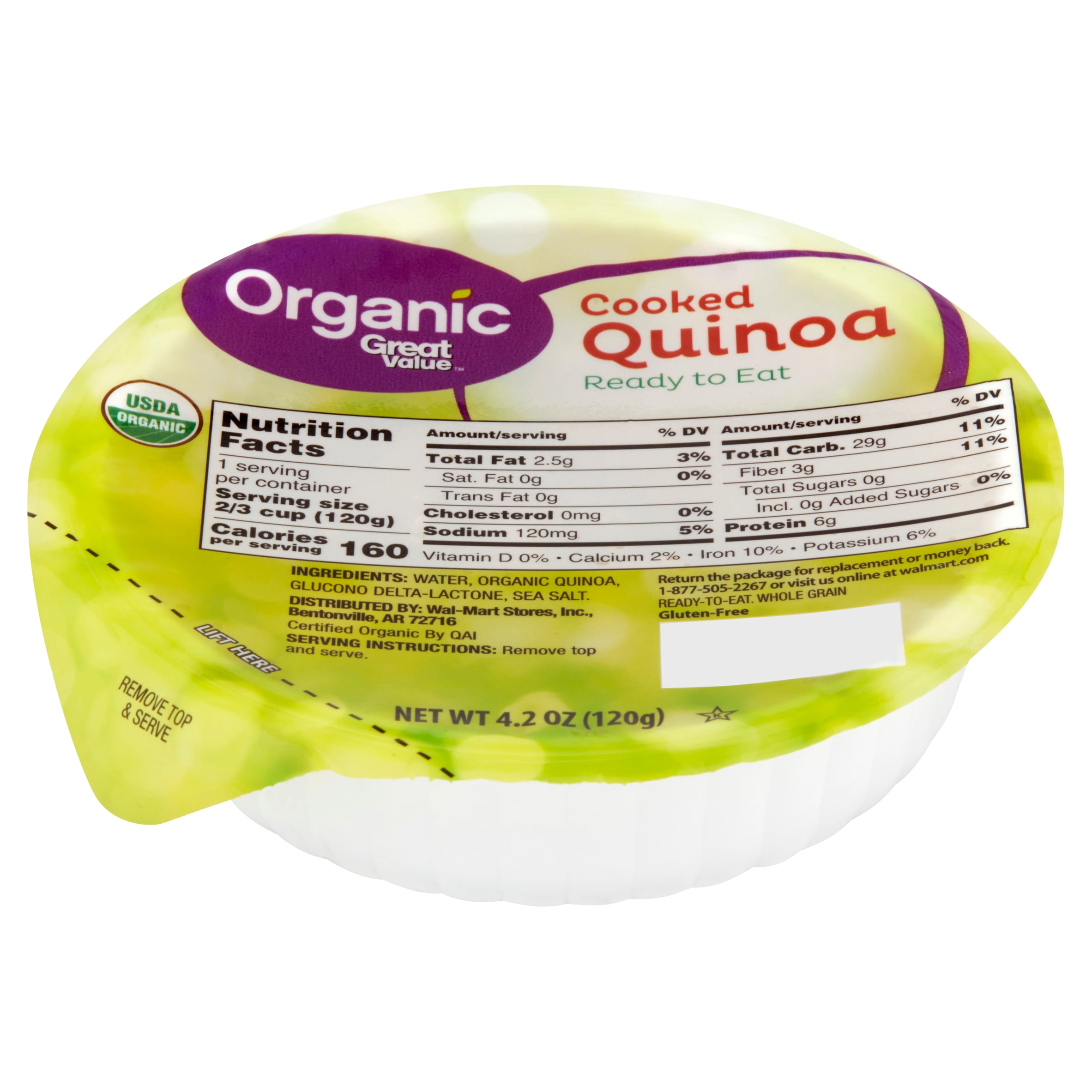 Great Value Organic Cooked Quinoa 4 2 Oz Walmart