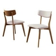 thumbnail image 6 of Noble House Sadie Mid Century Fabric Dining Chairs, Set of 2, Natural Oak, Beige, 6 of 6