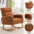 thumbnail image 6 of Rocking Chair Nursery with Foot Rest, Nursing Rocking Chairs for Mom Nursery, Teddy Rocker Glider with High Backrest for Living Room, Bedroom, Brown, 6 of 9