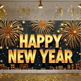 thumbnail image 6 of Golden Fireworks Happy New Year Banner 3D Text Design Festive Backdrop Black Background Sparkling Effect Holiday Background for New Year Party New Year's Eve Indoor Celebration, 6 of 9