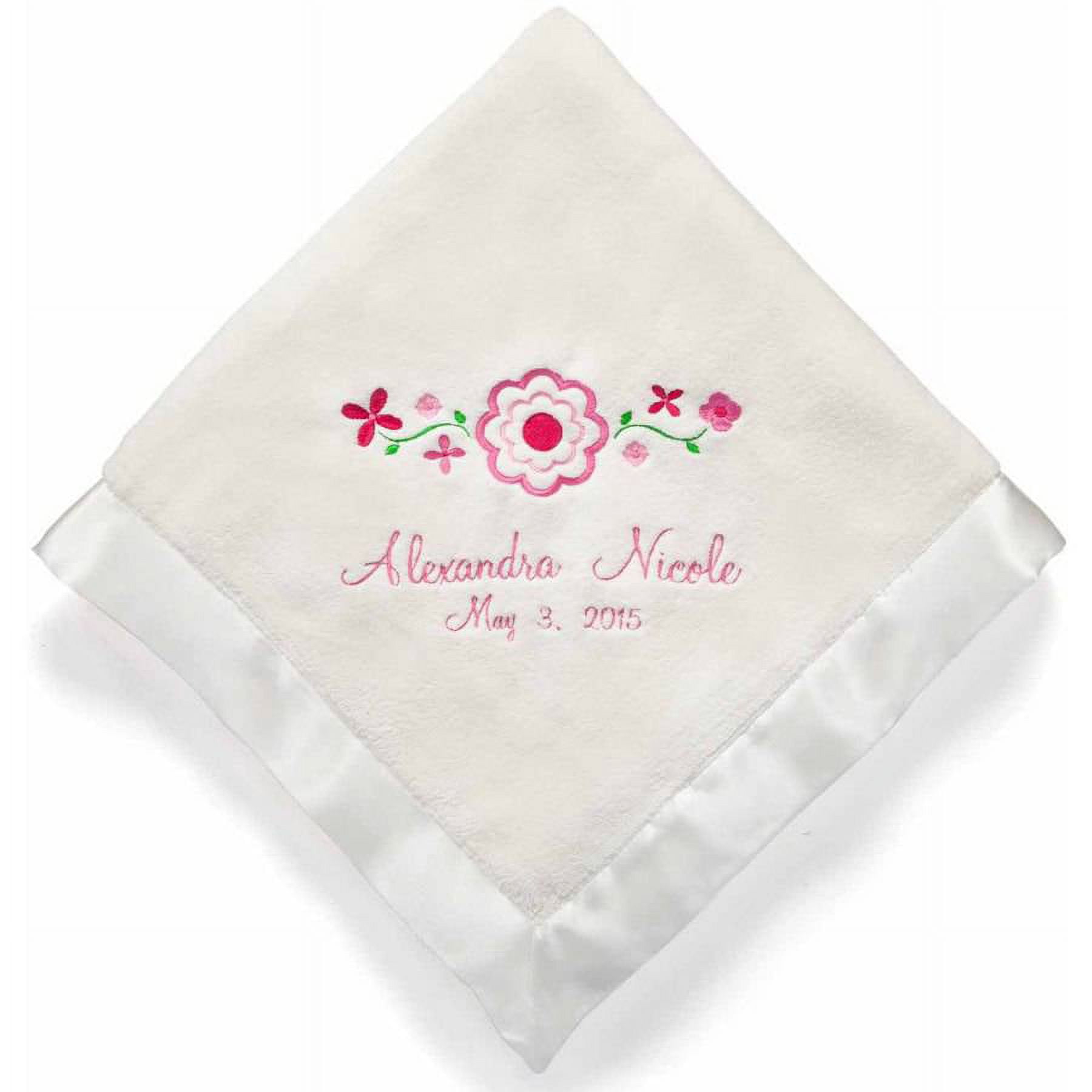 Personalized Pretty Flowers Cream Baby Blanket