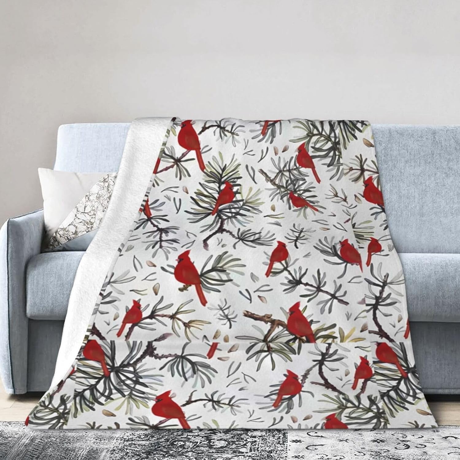 Red cardinal throw blanket sale