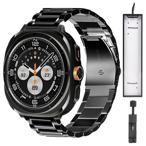 Band Compatible with Samsung Galaxy Watch Ultra 47mm(2025), Detachable Stainless Steel Metal Bands for Samsung Galaxy Watch Ultra 47mm (Black)