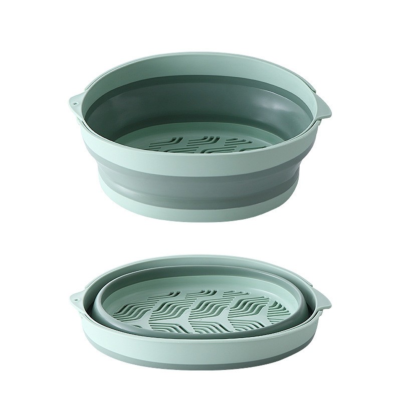 HIBRO Collapsible Colander Fruits And Vegetables Drain Basket Adjustable Strainer Over The Sink