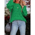 thumbnail image 3 of Franhais Women Knit Sweater Long Sleeve Crew Neck Solid Pullover Warm Sweater with Balls for Fall Winter, 3 of 6