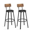 thumbnail image 2 of Taburetes de Bar, Juego de 2 Taburetes de Barra, Tapizados de PU, Altura de 75,5 cm, Reposapiés, Montaje Simple, Industrial, para Cocina, Comedor, Marrón Rústico y Negro Clásico MLBC069B81, 2 of 5