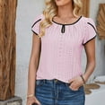 thumbnail image 5 of Timegard Tops for Women Eyelet Scoop Neck Petal Short Sleeve Ruched Blouse Summer Dressy Casual Loose Tops, 5 of 6