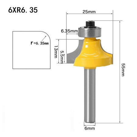 

BAMILL 6mm Shank Corner Round Over Router Bit with Bearing Milling Cutter for Woodwork