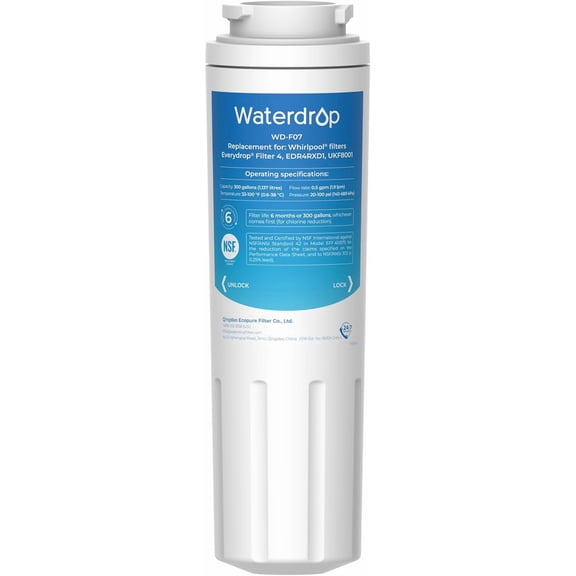 Waterdrop UKF8001 Refrigerator Water Filter 4, Replacement for Whirlpool EDR4RXD1, EveryDrop Filter 4, 1 Filter