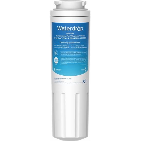 Waterdrop UKF8001 Refrigerator Water Filter, Compatible with UKF8001AXX-750, UKF8001AXX-200, Whirlpool 4396395, 469006, Filter 4, Puriclean II, EDR4RXD1, Pack of 1