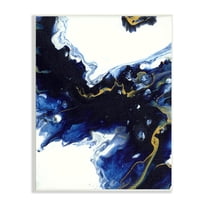 Stupell Industries Blue Waters Moving Through White Abstraction Modern Design Abstract Painting Unframed Art Print Wall Art, 13 x 19