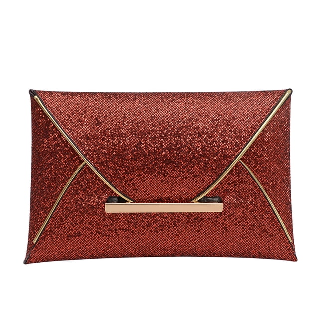 Elegante Bolso Mano Brillante Lujo para Mujer Boda Color Sólido