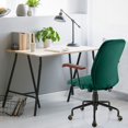 thumbnail image 3 of Giantex Ergonomic Swivel Adjustable Home Office Chair, Upholstered Velvet Leisure Chair w/Rubber Wood Armrests, Green, 3 of 8