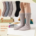 thumbnail image 5 of Womens Fuzzy Socks Soft Cozy Fluffy Slipper Socks Winter Warm Plush Sleeping Christmas Socks 5 Pairs, 5 of 6