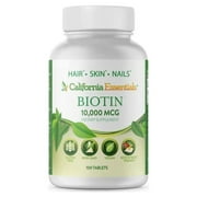 California Essentials Biotin 10,000mcg Supports Hair, Skin, Nail Growth Supplement, 100 Tabs