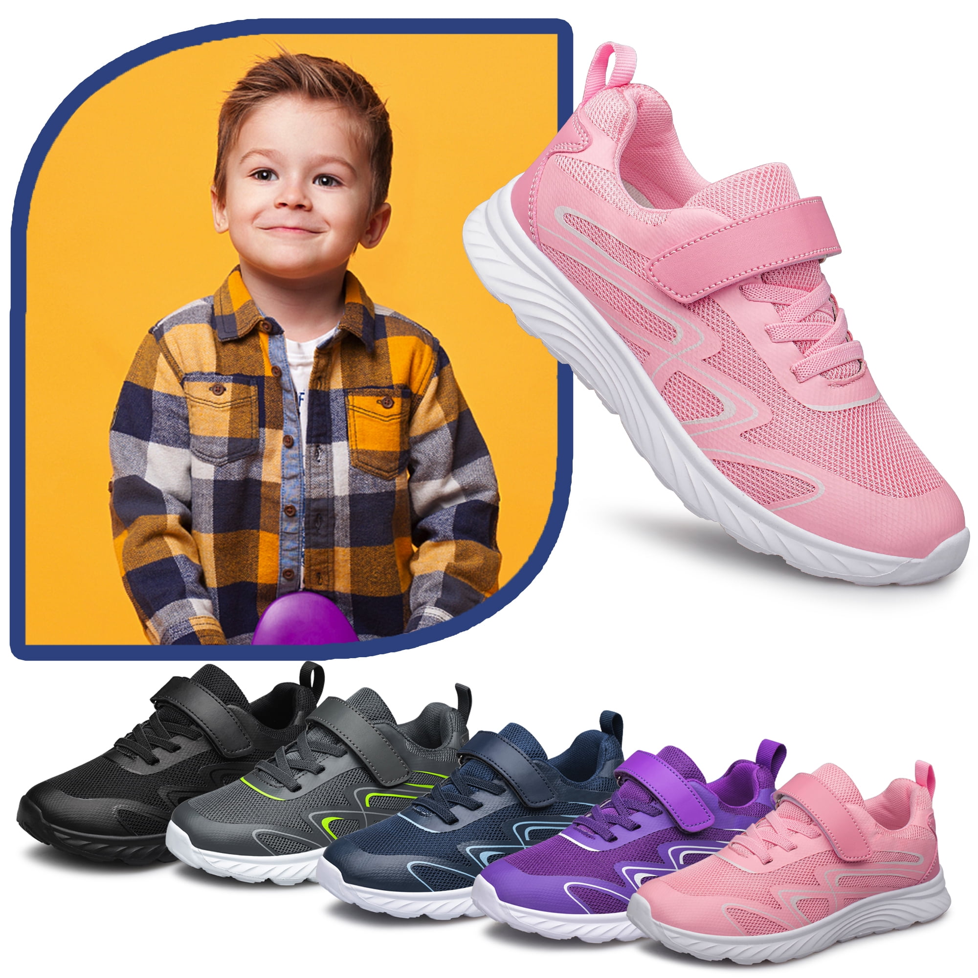 vibdiv Girls Sneakers Running Tennis Shoes Non Slip Fitness Girls Shoes Pink Big Kid Size 2