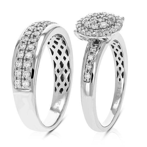 Vir Jewels 1 CTTW Lab Grown Diamond Wedding Bridal Set in Sterling Silver Female Adult