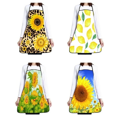 

Flm Sunflower Lemon Print Women Oil Water Proof Home Cooking Baking Cleaning Apron