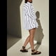 thumbnail image 5 of Conjuntos de Dos Piezas A Rayas para Mujer: Camisas Abotonadas y Pantalones Cortos, Conjuntos de Estar por Casa A Juego. Azul Oscuro M, 5 of 6