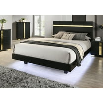 Contemporary 1pc Queen Size Bed w Underbed LED Platform Bedframe Bedroom Furniture Acrylic Trim Black Color