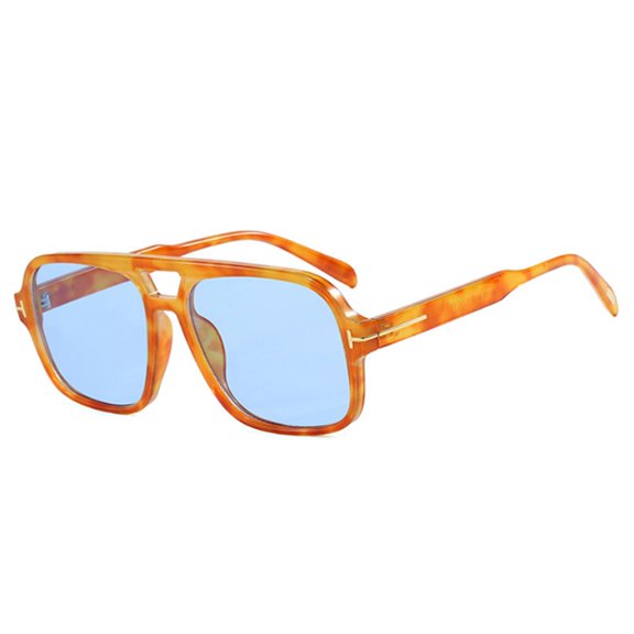 HEVRJEWJD Sunglasses for Women Men Trendy Classic 70s Square Aviator Sun Glasses Vintage Shades Glasses Cycling Eyewear Fashionable 70s Square Shades Style for Adults Orange 14.6cm