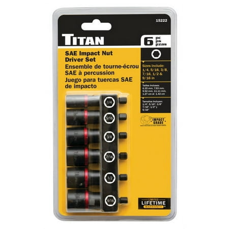 UPC: 0802090152221 | Titan Tools 15222 6 Piece SAE Nut Driver Set