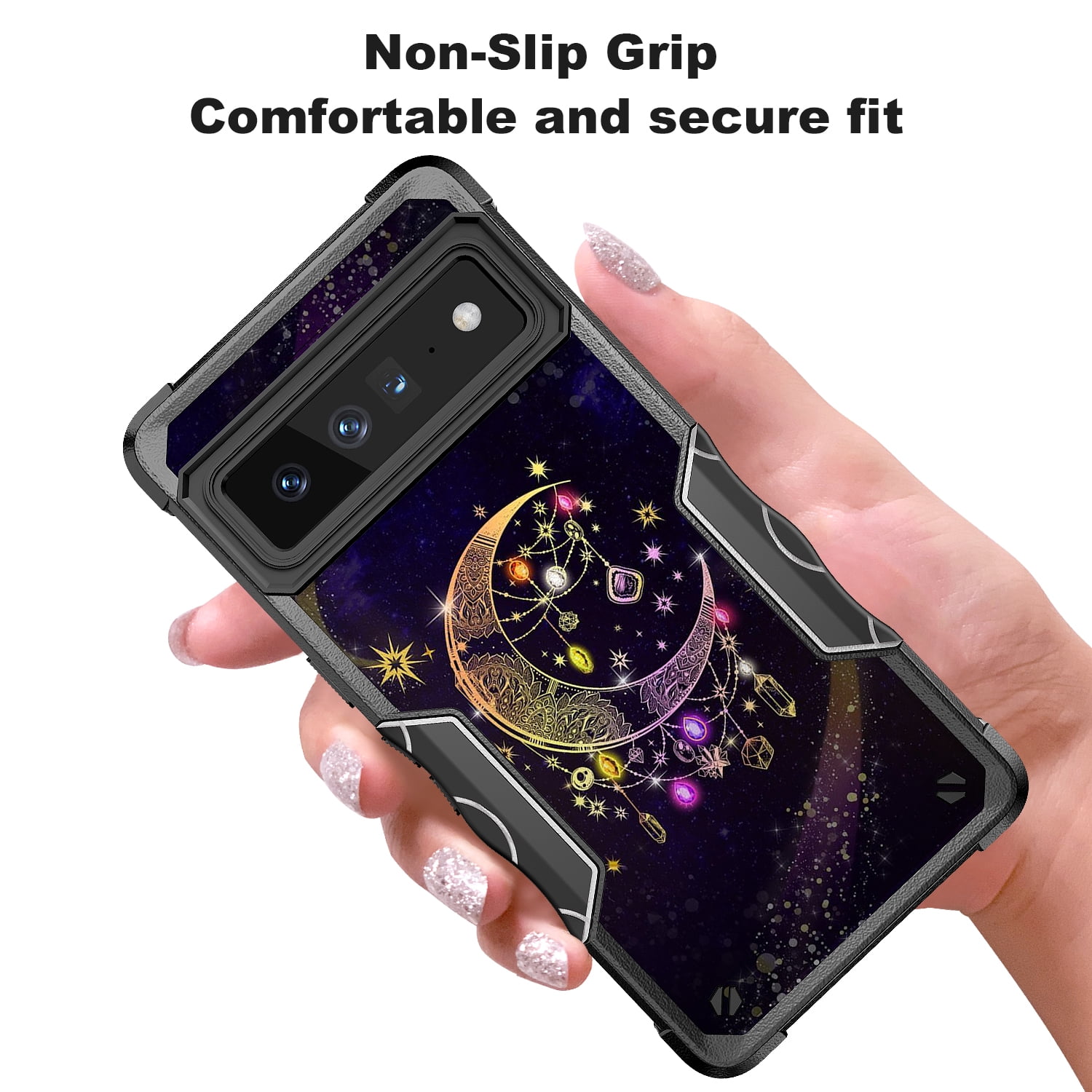 Google Pixel 7A Case, Rosebono Hybrid Dual Layer Graphic Design