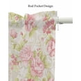 thumbnail image 5 of Pink Flower Linen Curtain Valance for Bedroom/Bathroom/Kitchen/Office/Living/Dining Room Windows,Sage Green Pastoral Country European Leaves Pocket Topper Drapes Decorative Cafe Drapery Panel 42x12, 5 of 6