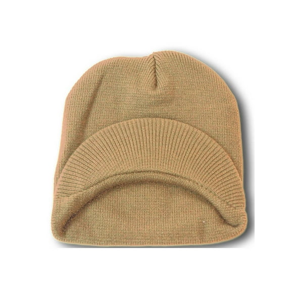 Top Headwear Cuffless  Visor Winter Beanie - Beige