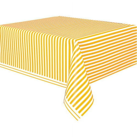 Yellow Stripe Plastic Tablecover