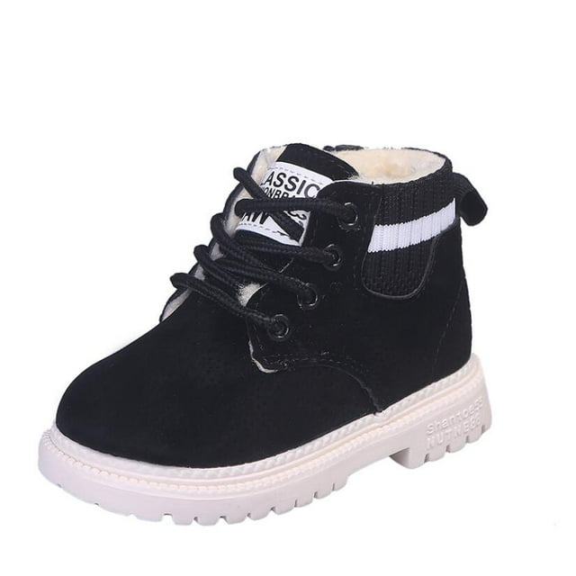 Bottes d'Hiver Doublées pour Enfants en Cuir Martin Doux Antidérapantes