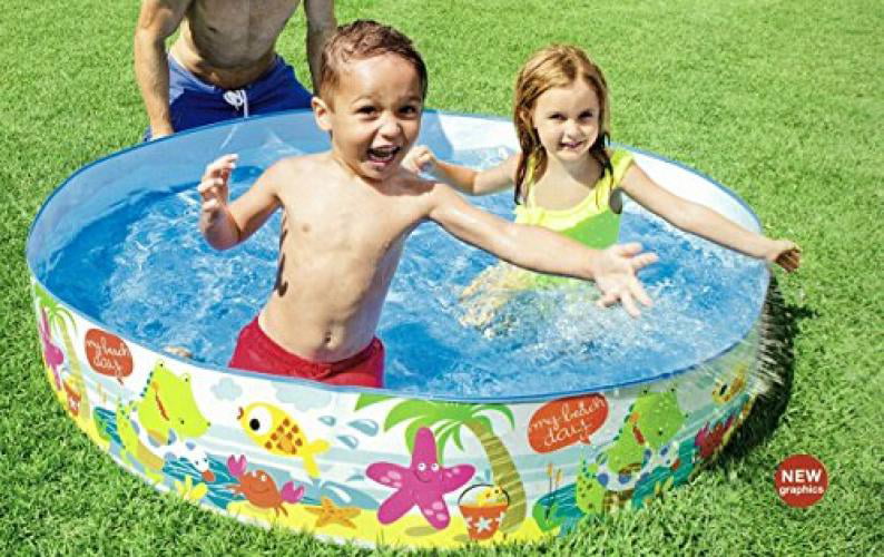 Paddling Pool Rigid Wall Snapset Kids Childrens Swimming Play Garden 48 x 10