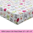 thumbnail image 6 of Sweet Floral Friends Baby Elephant Turtle 3 Piece White Pink Grey Cotton Toddler Sheet Set, 6 of 7