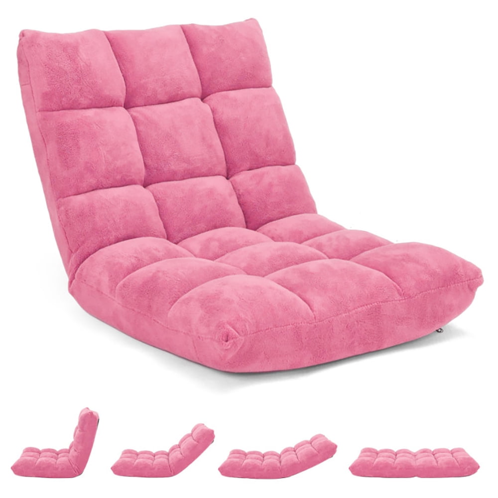 Finihen Floor Chair, Folding Lazy Sofa Chair, Adjustable 14-position Cushioned Floor Chair, for Living Room, Bedroom, for Gaming, Reading, Pink Finihen Floor Chair, Folding Lazy Sofa Chair, Adjustable 14-position Cushioned Floor Chair, for Living Room, Bedroom, for Gaming, Reading, Pink