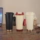 thumbnail image 1 of Vaso de agua con pajita de acero inoxidable 500ml | Vaso de café aislado al vacío de doble capa | Tapa impermeable, cuerda de transporte | Mantiene las bebidas calientes o frías, duradero, diseño, 1 of 6