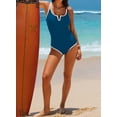 thumbnail image 3 of DOKOTOO One Piece Swimsuit for Women Tummy Control High Cut V Neck Adjustable Double Strapless Bathing Suit, 3 of 11