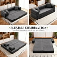 thumbnail image 4 of 4-in-1 Folding Convertible Sofa Bed, 78 Inch Faux Leather Boneless Couch, Loveseat Sleeper with Pull Out Bed, Floor Sofa Modular Futon Teddy Sofa for Living Room Bedroom Lounge, Gray, 4 of 13