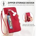 thumbnail image 3 of Zipper Storage Design Wallet Case for Samsung Galaxy A22 4G (Not 5G), Skin Friendly Feel Leather Case with Magnetic Clasp and Muliti-Card Slots Holster for Samsung Galaxy A22 4G,SZY Red, 3 of 17