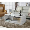 thumbnail image 4 of Bowery Hill Table Basse Contemporaine avec Insert en Verre, Marbre Blanc, 4 of 8