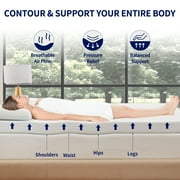 2, 3, or 4 Inch Gel-Infused Memory Foam Mattress Topper with Removable Fitted Cover (3 inch, Queen)