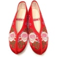 thumbnail image 2 of TJ Global Women's Traditional Chinese Flower Embroidery Flats - Totem Style Loafers Comfortable Round Toe Ballet, Cheongsam (Red, Size 6), 2 of 4
