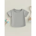 thumbnail image 2 of xiaxaixu T-Shirt Garçon Fille Décontracté Été Col Rond Couleur Unie Manches Courtes Ample pour Tout-Petit, 2 of 9