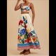 thumbnail image 5 of Conjuntos de Falda Estampada para Mujer, Top Corto con Cuello Halter Floral, Falda Larga Acampanada, Conjuntos Casuales para Salir. XL, 5 of 10