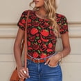 thumbnail image 6 of KLL Women 's Crew Neck Bodysuit Jumpsuits Tomatoes And Chili Print Short onesies Stretch T Shirts, 6 of 7